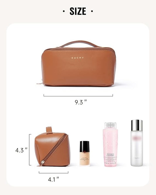 EACHY Waterproof PU Leather Travel Cosmetic Bag