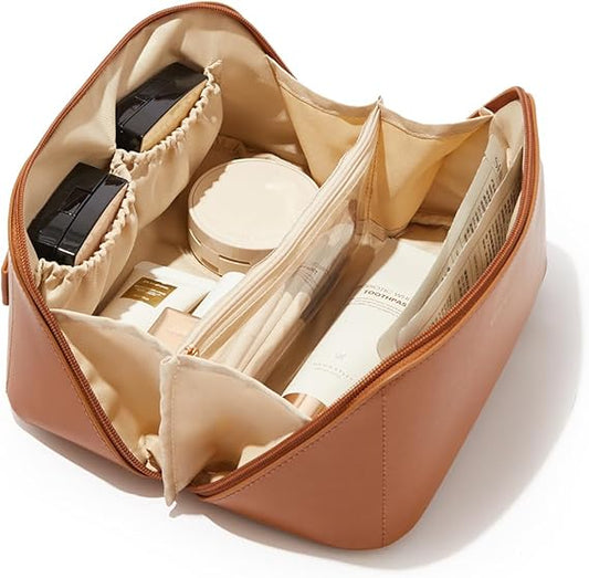 EACHY Waterproof PU Leather Travel Cosmetic Bag