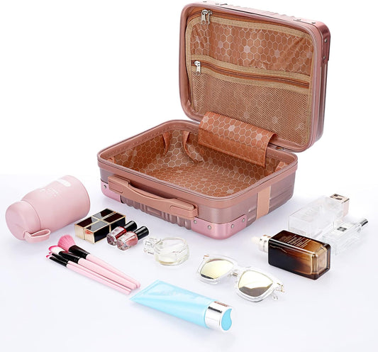 BSTKEY Hard Shell Travel Makeup Case, Rose Gold